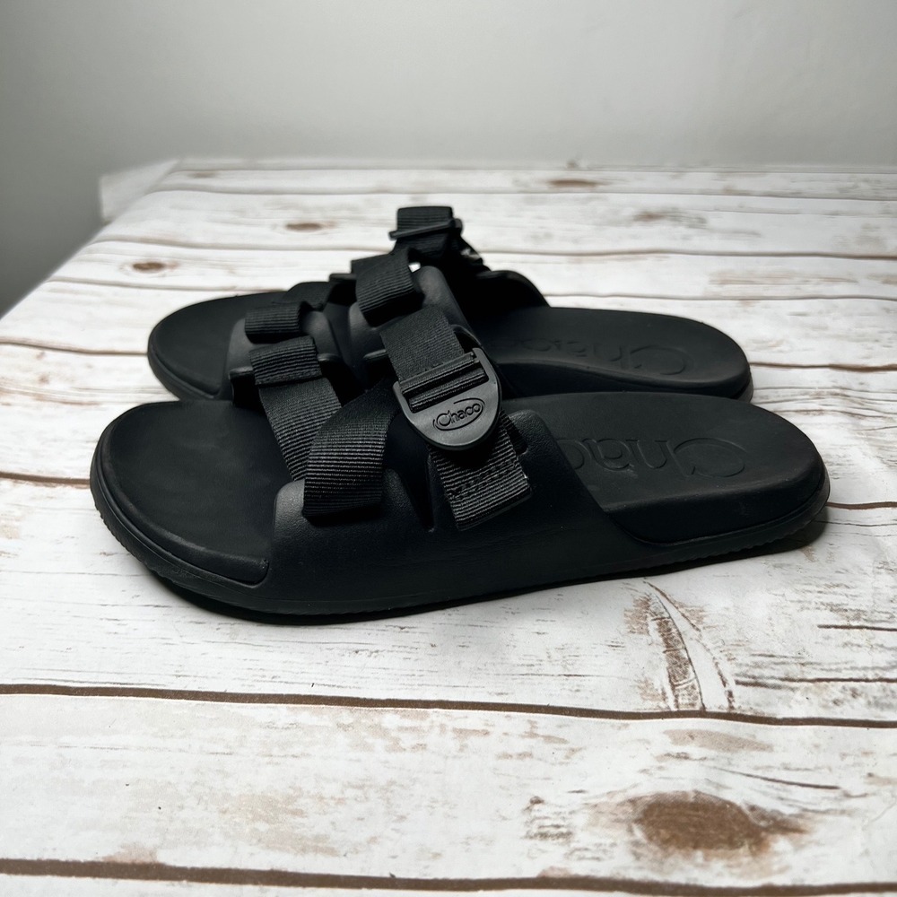 Chaco Black Slide Sandals with Adjustable Webbing Straps